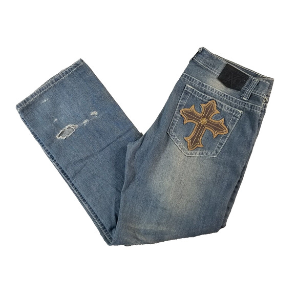 Xtreme Couture Jeans men's 36x32 loose baggy blue denim pants Y2K flawed